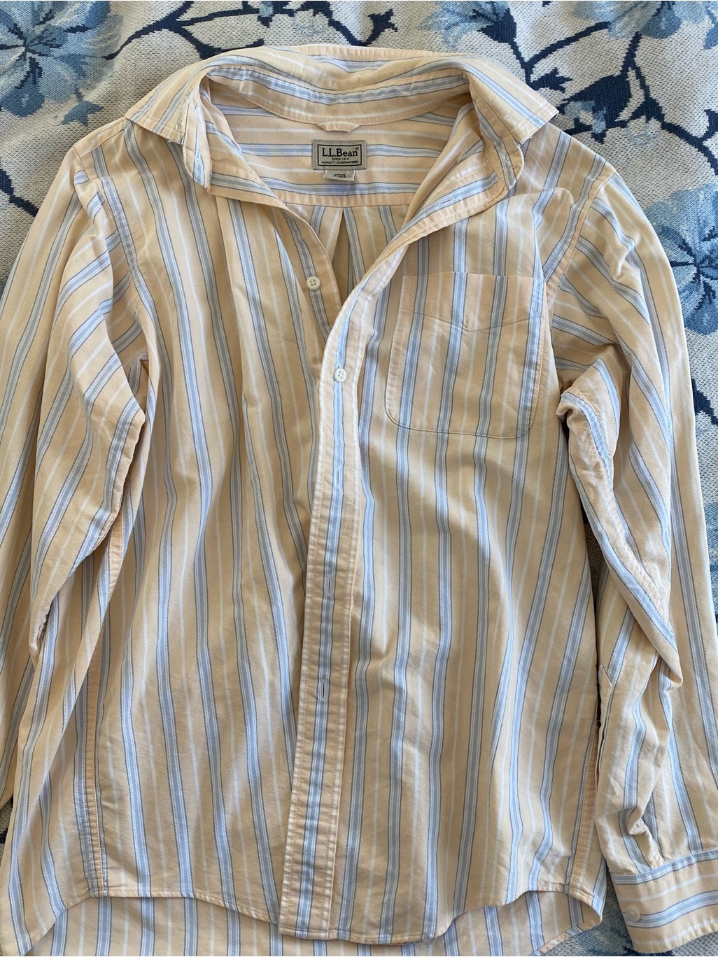 L.L. Bean Men’s Striped Button-Down Shirt In Beige And Light Blue